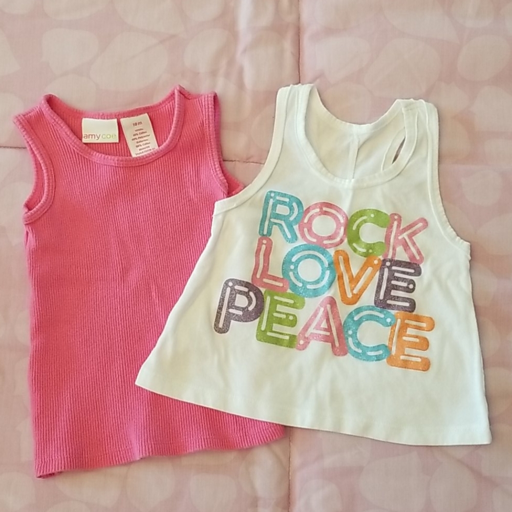 Amy Coe Baby Girl Pink & White Tank Top Bundle of2